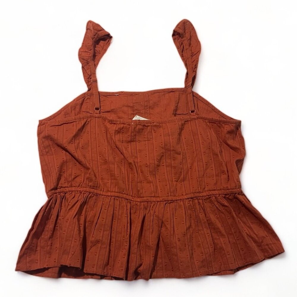 Planet Gold Womens Rust Cotton Smocked Peplum Top XL, New - Picture 6 of 6